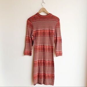 Free People Red and Black Long Sleeve Dress